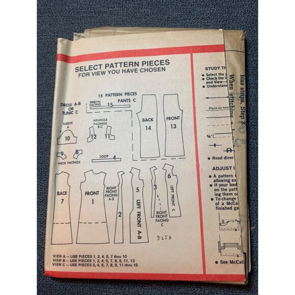 McCalls 3253 Vintage Sewing Pattern Dress Pants Size 10 uncut 1970s - Picture 2 of 5